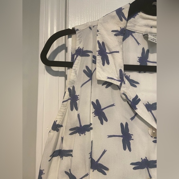 Big Island Size M Sleeveless Shell Button Dragonfly Print Collared Mini Dress - Picture 3 of 12